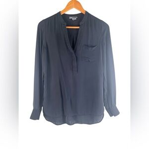 Vince Silk Elegant Black Women's Long Sleeve Blouse Size 4